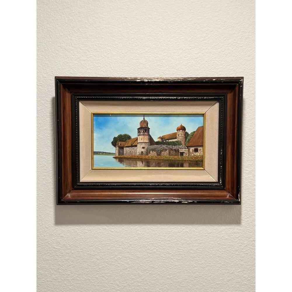 EUGENE SCHMIDT Original Bavaria Germany LANDSCAPE SANTA BARBARA Oil Canvas COA
